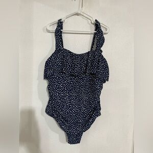 Cona Sol one piece bathing suit navy blue polkadot top raffle NWT swimsuit